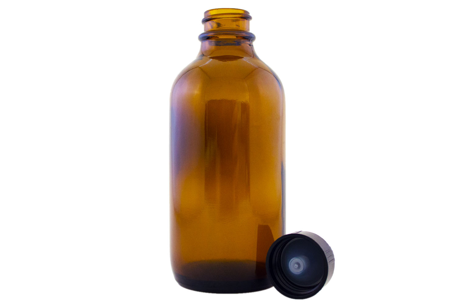 4OZ Amber Glass Bottles with Solid Black Phenolic Lid (22/400)
