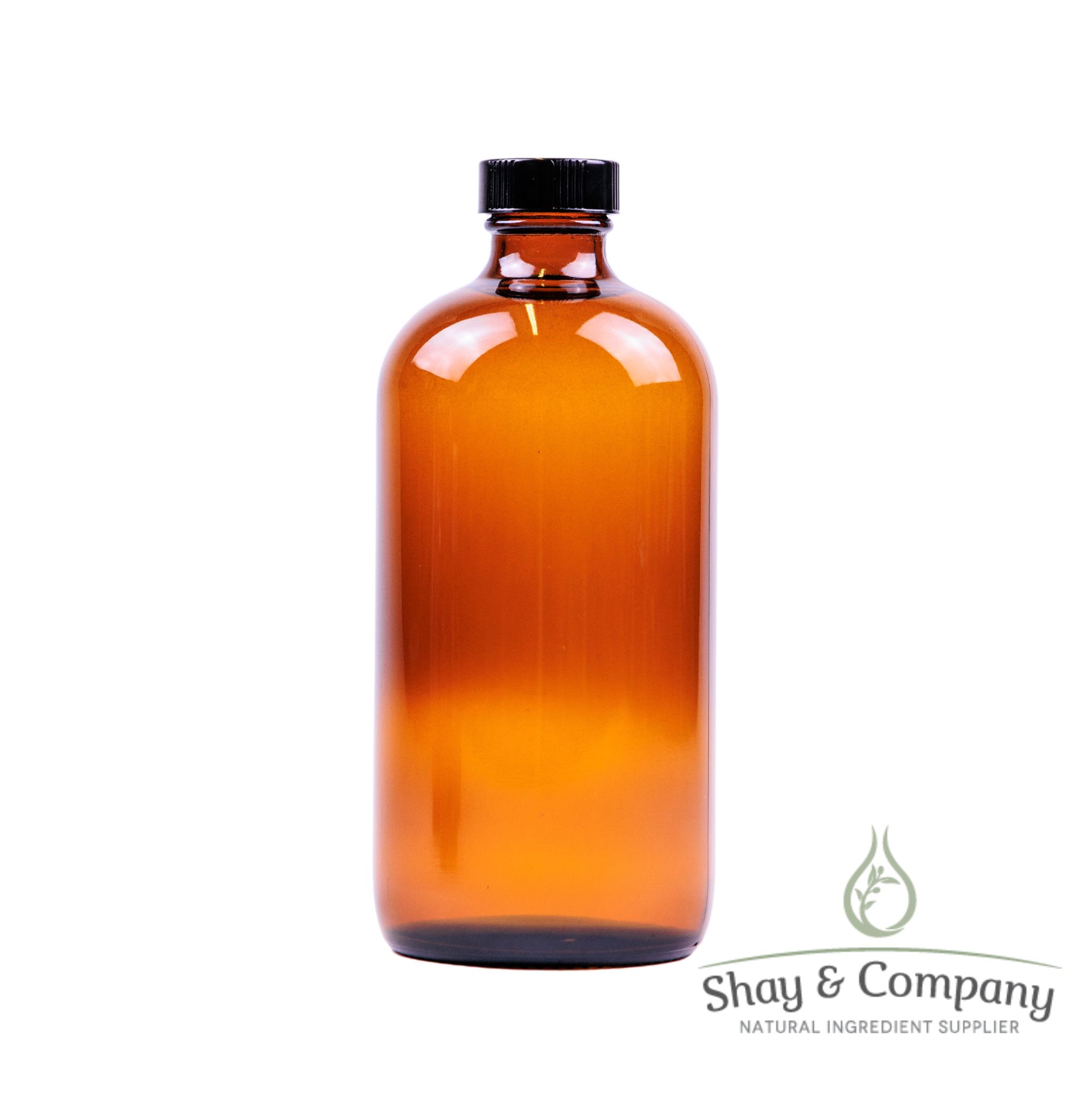 8OZ AMBER GLASS BOTTLE  WITH BLACK PHENOLIC CAP  28/400