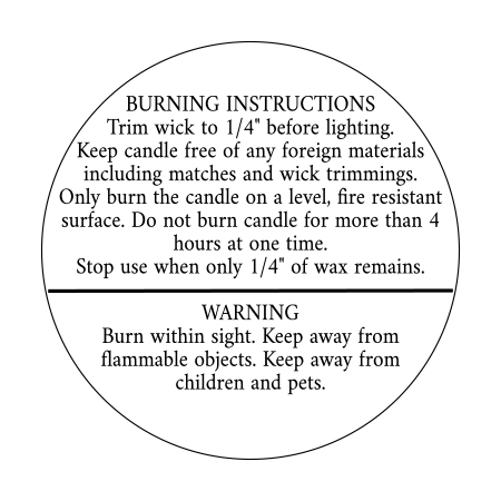 Candle Warning Label (Large 2" X 2")