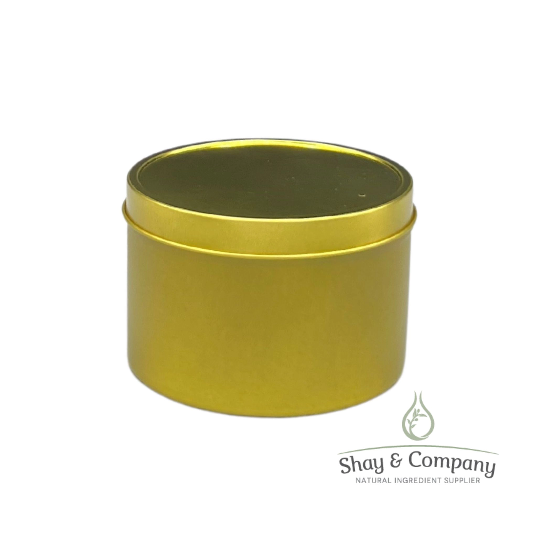 Gold Tin 14oz Deep Tin with Lid, excellent for candles